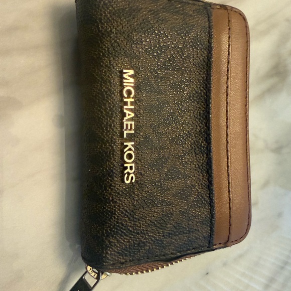 Michael Kors Handbags - Michael Kors Gold and Brown Small Wallet